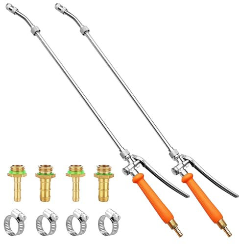 Sprühstab aus Metall, 73,5 cm, 0,6 cm und 0,95 cm, Messing-Widerhaken, Ersatz, Edelstahl-Sprühstab mit Absperrventil und 2 Schlauchschellen (2)