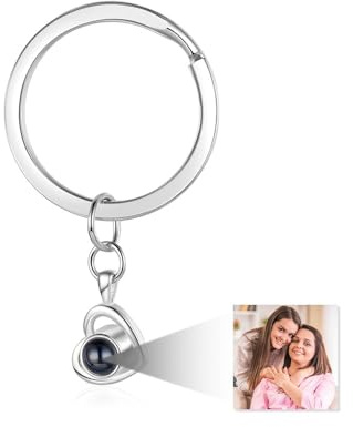 Glooraca Personalisierte Schlüsselanhänger Mit Bild - Benutzerdefinierte Foto-Projektion Innen - Geschenke für Frauen Und Männer