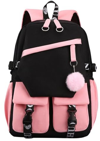 College Campus Schultasche Weiblich Schwarz Weiß Schulrucksack Burden Linderung Jungen Schultasche Junior Schulterrucksack Rosa Einkaufsrucksack (Rosa)