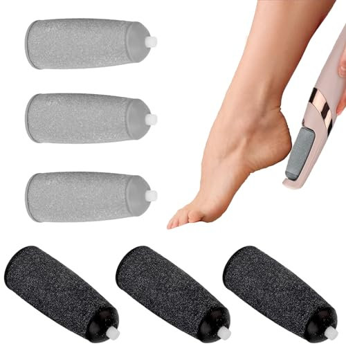 6 PCS Replacement Foot Grinder Rollers Compatible with Scholl Velvet Smooth, Roughness Foot File Refill Rollers for Electric Foot File, Pedicure Hard Skin Remover