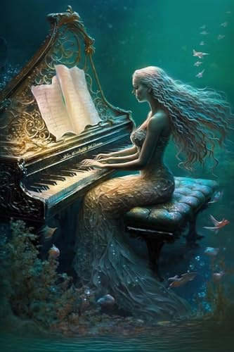 Meerjungfrau Pianist Puzzles für Erwachsene 1000 Teile Holzpuzzle schwierig und cool - Meerjungfrau Pianist - 1000 Teile Fantasy Puzzles