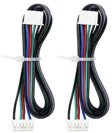Tiardey 2PCS 500MM Schrittmotorkabel 4-Pin auf 6-Pin XH2.54 3D-Drucker DuPont für 42 Schrittmotor (Schwarz + Weiß)