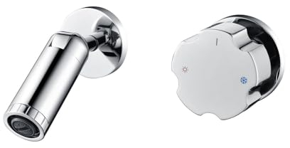 GLYYR Robinet de lavabo Mural en Laiton avec Bec Long, Robinet Salle de Bains Encastré, Robinets de lavabo pour Baignoire Mitigeur Lavabo Robinetterie Vasque