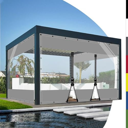 HQQMNY Lona Transparente con Ojales, Resistente al Agua, 0,5 mm, Cortinas para Exteriores con Ojales, Lona de Tienda de campaña de PVC de 560 g/m², Resistente a la Intemperie, Lona para Lluvia para