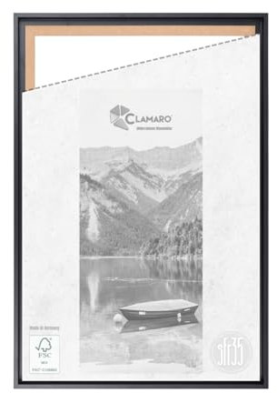 CLAMARO 'SFR35' Schattenfugenrahmen für 100x140 cm Keilrahmen | Schwarz Matt | MDF-Holz Bilderrahmen für Keilrahmen Leinwände inkl. Aufhänger und Montagematerial