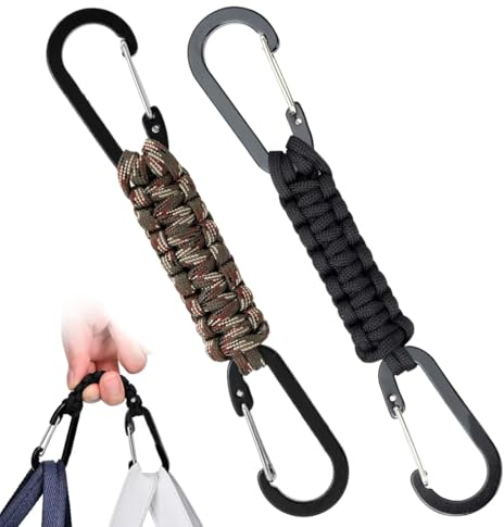 Generisch QEDBOJE 2 pcs Karabiner Paracord Schlüsselanhänger Karabinerhaken mit Band, Carabiner Schlüsselanhänger Schlüsselband kurz mit Karabiner für Kinder Männer Frauen