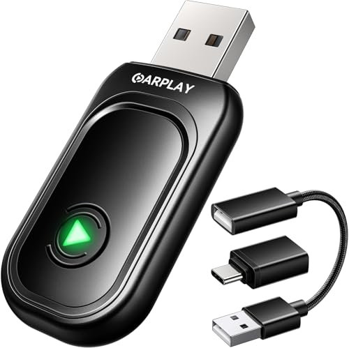 Muxe SKY Adaptador inalámbrico Carplay, convierte el dongle Carplay inalámbrico con cable para control inalámbrico Plug & Play Carplay apto para coches a partir de 2017 y para Apple iPhone iOS 10+