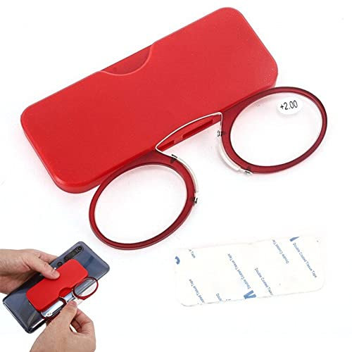 Keuyeo Armlose Lesebrille Zum Einklemmen Der Nase, Schmale Flache Lesebrille Für Damen Und Herren, Mini-nasenbrille Tragbarem Mini-etui