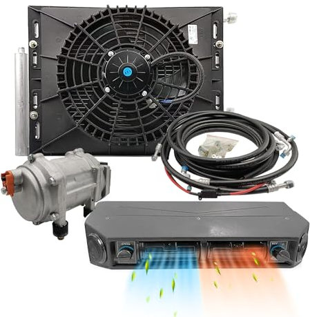 Aspligo - Condizionatore elettrico 12 V sotto cruscotto, kit aria condizionata universale 12 V, adatto per furgoni, camper, autobus (riscaldamento e raffreddamento)