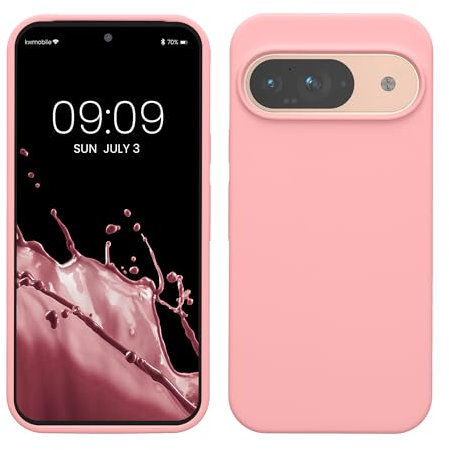 kwmobile Custodia Compatibile con Google Pixel 9 Cover - Back Case per Google Pixel 9 Pro Cover - Protezione Smartphone in Silicone TPU - Ricarica Wireless - rosa chiaro