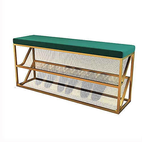 Generisch Schuhbank 3Tier Shoe Storage Bench with Comfortable Cushion Modern Shoe Organizer for Entryway Metal Mesh Shoe Rack Bench for Hallway Furniture Shoe Rack Bench for Entryway with Cushion