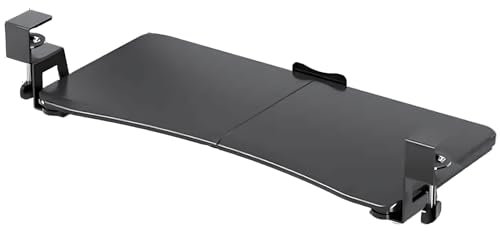 Under Desk C- Clamp Keyboard Tray, Ergonomic Slide-out Keyboard Platform, Pull-out Keyboard And Mouse Drawer, Home Office Holder(Black,30x65cm(11.8x25.6in))