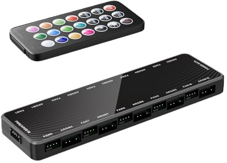 Fan Hub Splitter, PC Fan Hub, ARGB PWM Fans Splitter, PWM Fan Controller | Temperature Controlled Fan Hub, RGB Computer Hub, Fan Splitter Adapter, Controller, ARGB Light Adapter