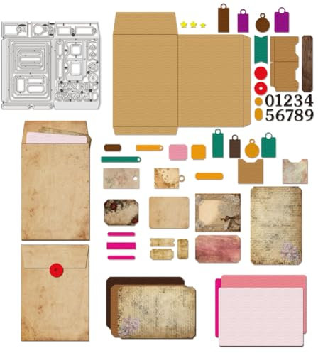 BENECREAT File Pocket Metall Stanzen, Briefköpfe Anhänger Zahlen Kohlenstoffstahl Prägewerkzeug Stanzschablonen aus Metall für DIY Scrapbooking, Fotoalbum, dekorative Prägung