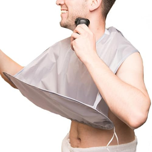 Bart-Rasierschürze – Barttrimm-Schürze | multifunktionaler waschbarer Bartschneiderfänger | -stereoskopisches Design Bart-Rasierfänger-Lätzchen | Bart-Haarfänger für saubere, einfache Rasur, grau,