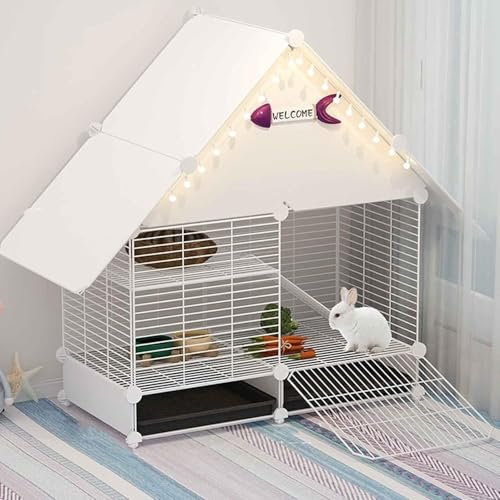 Kleintierkäfig Kaninchenstall Hasenkäfige für den Innenbereich mit Katzentoilette und mobilen Rollen Haustierlaufstall für Frettchen Chinchilla Stark und robust, leicht zu reinigen