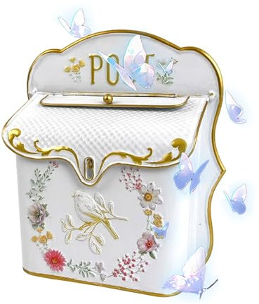 Boîte aux Lettres sur Pied Boite aux Lettres Murale Boîte aux Lettres Fleur et Oiseau, Boîte aux Lettres Métal Rétro Jardin Décoration Extérieure