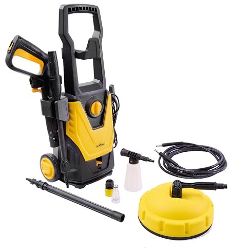 Coopers of Stortford - 1600W High Pressure Washer - Patio, Garden & Car Cleaning - 80-120 Bar Pressure - Includes Pressure Hose, Spray Gun, Turbo Nozzle & Soap Bottle - 5.5L/min Flow