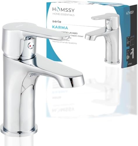 HOMSSY Grifo Monomando para Lavabo de Latón Cromado – Diseño Moderno y Resistente, Instalación Fácil, Ideal para Baño
