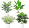 Lighterday Lot de 4 pots de plantes artificielles en pot de 40 cm - Vert - Faux plantes artificielles comme de vraies plantes décoratives en plastique pour salon, chambre à coucher, salle de bain