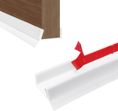 Hengrongshen Perfil de zócalo autoadhesivo para grosor de madera de 15/16/17/18 mm, zócalo de cocina de caucho de silicona con labio de sellado, perfil de sellado de zócalo de cocina (blanco, 5 m)