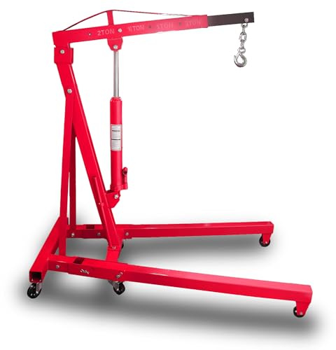 Bituxx Werkstattkran Hydraulischer Motorheber Motorkran Lastkran Hebekran Klappbar Motorhalter bis 2000 Kg Rot
