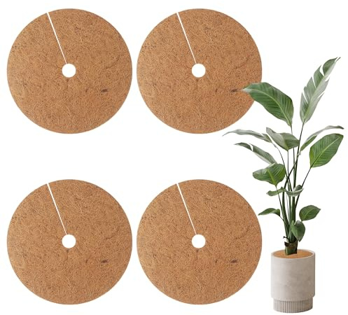 Kokosmatten 4 Stück Kokos Mulchscheibe Kübelabdeckung Kokos Pflanzenschutz Kokosscheibe Winterschutz Kokos,für Pflanzen,Nachhaltig Pflanzenschutz Frostschutz Kälteschutz Schutz vor Nässe (30cm)