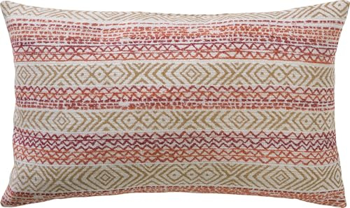 Erwin Müller Kissenbezug, Kissenhülle Jacquard Ethno-Muster rot-Taupe Größe 30x50 cm - strapazierfähig und formbeständig, besonders langlebig, bügelfrei