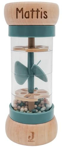 Regenmacher Baby Rassel personalisiert Babyspielzeug ab 3 Monate Taufgeschenk für Jungen Spielzeug Babyrassel Geschenk Babygeschenk Geburtsgeschenk (Grün)