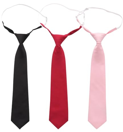 FSSTUD Lot de 3 cravates pré-nouées pour femme en satin de couleur unie - Cravates uniformes réglables - Cravates soyeuses - Cravates formelles unies