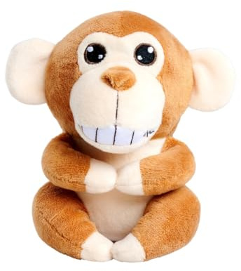 Simba PetZoo Cheeky Monkey – Plüschaffe mit Sprachaufnahme und Verzerrstimme, wiederholt Gesagtes bis 10 Sekunden, lustiges Mitsprech-Spielzeug, Try-Me-Funktion, ab 3 Jahren