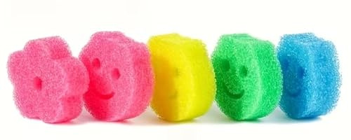 Smiley Face Sponges, 9 Pack, Colorful Kitchen Cleaning Sponges, Random Colors, 9.8cm x 3.9cm