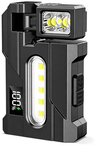 Mini EDC torch,Rechargeable Type-C , 90° Rotatable LED, Waterproof,Grey | 500 Lumens Super Bright Pocket Torch,Magnetic Base with Clip,IPX4 keychain torch for Camping Hiking Emergency,Energy Class G