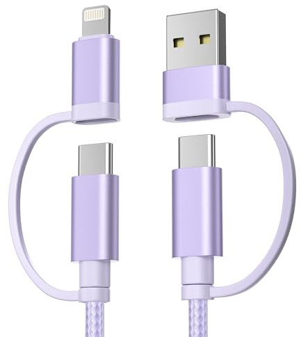 BASESAILOR for MacBook Pro 4 in 1 USB C Cable 3.3ft,60W Fast Charging Multi Charger Cord with USBA Adapter/iOS/TypeC for MacBook 2024 2023 2022 Air M4 M3 M2,Samsung A55,Z Flip Fold,iPhone 16 15 Max