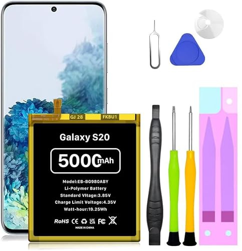 Akku für Samsung Galaxy S20, 5000 mAh Upgrade Hochleistungs-Ersatzakku für Samsung Galaxy S20, EB-BG980ABY SM-G980 SM-G980F mit Reparatur-Werkzeugsatz