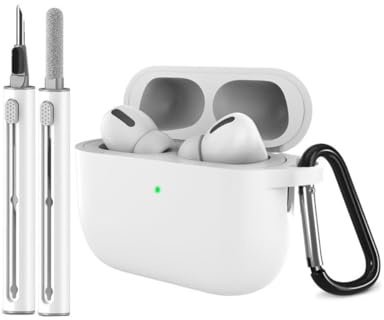 INF Silikon-Schutzhülle kompatibel mit AirPods Pro 3 mit Karabiner und Reinigungsstift - Weiß