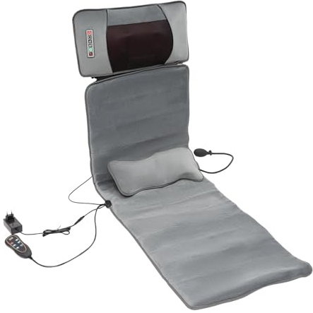 Loobiiny massagematte ganzkörpermassage Faltbar Massageauflage mit Wärme und Vibration 9 Modi Intensitäten 126x50cm Ganzkörpermassagematte mit Massage-Kissen und Taille Airbag Intensive Massage