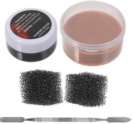 KJHBV Halloween Spezialeffekt Make Up Wachs Satz für Realistische Narben und Falsches Schorfblut mit Kunststoff und Edelstahl für Karneval und Festliche Anlässe