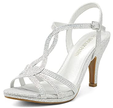 DREAM PAIRS Women's Heeled Sandals Wedding Platform Sandal for Women, AMORE_3,Size 5.5,Sliver-2,AMORE_3