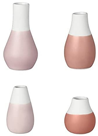 Räder Pastellvasen ZUHAUSE 4er Set aus Porzellan, teilglasiert in Pudertönen, Höhe: 4 cm, 5 cm und 8 cm, Durchmesser: 4 cm, 13614
