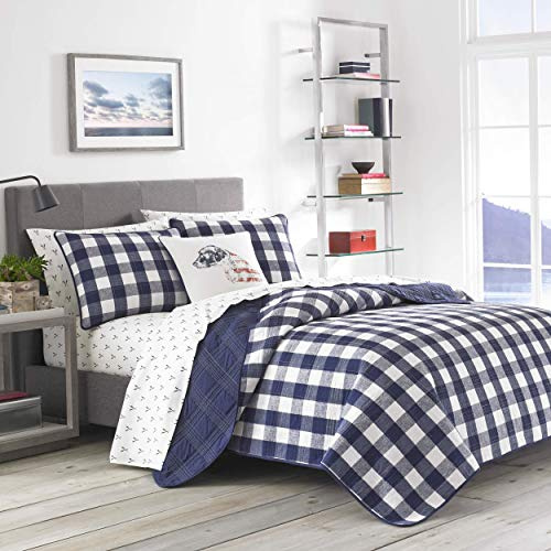 Eddie Bauer Lake House Collection | 100% Baumwolle, wendbar und leicht, Tagesdecke, 3-teiliges Bettwäsche-Set, vorgewaschen für zusätzlichen Komfort, Kingsize, Blau