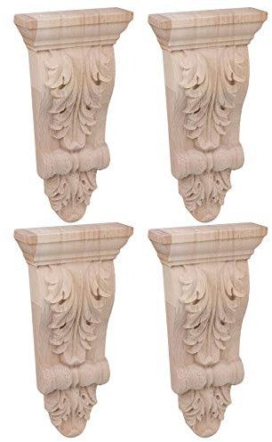 Item Name (aka Title): Yibuy 4 x europäischen unlackiert Tür Decor Holz Geschnitzt Ecke Shabby Chic 16x8x2.8cm