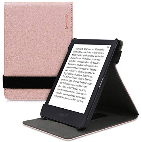 kwmobile Schutzhülle kompatibel mit Tolino Shine 3 - Hülle e-Reader mit Schlaufe Ständer - - Rosegold