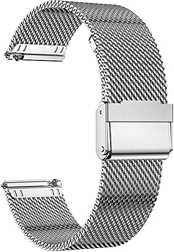 MUENShop 20mm Mesh Metall Uhrenarmband Edelstahl Armband Kompatibel mit Samsung Galaxy Watch 3 41mm Galaxy Watch Active 2 40mm/44mm Huawei Watch GT 3 42mm
