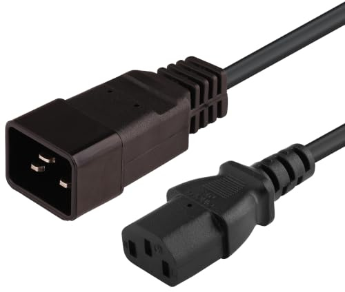 PremiumCord kpsb3 Kaltgerätekabel 3m, Netzadapterkabel IEC 320, Buchse auf Stecker, IEC 320 C13 auf C20, Stromkabel für 230V 10A, Farbe schwarz