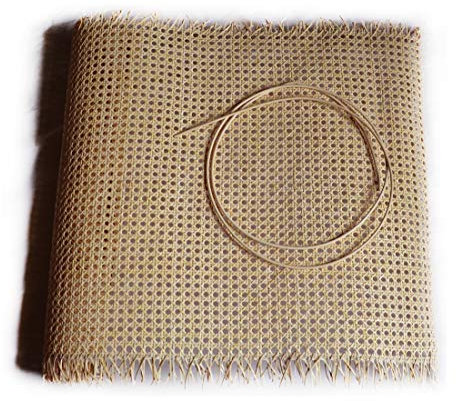 Birdikus Kit Rejilla de Mimbre para reparación de sillas, mecedoras o butacas, con canutillo o junquillo para su Montaje (50x50 cm + 2 m canutillo)