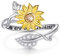 Flyow 925 Sterling Silber Schmuck Verstellbar Open Sonnenblume Ring für Damen und Mädchen (59 (18.8))