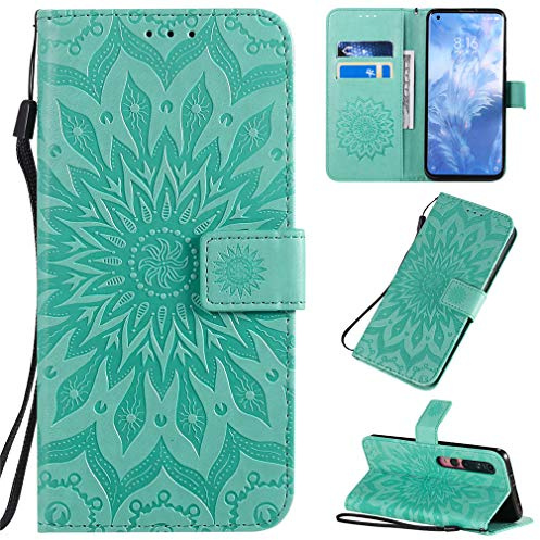 MHHQ Xiaomi Mi 10 / Mi 10 Pro Hülle,Ultra Slim Flip Hülle Etui mit Kartensteckplatz und Magnetverschluss Leder Wallet Klapphülle Book Case Bumper Tasche für Xiaomi Mi 10 / Mi 10 Pro -Grün