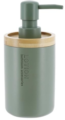 Tendance – Seifenspender aus Polyresin, 280 ml – Khaki/Bambus – Badezimmer – Freistehendes Badezimmeraccessoire