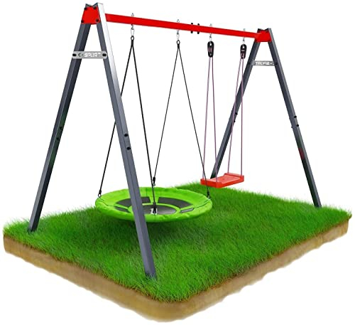 K-Sport : Balançoire Double (métal) avec balançoire NID et SIÈGE I Charge maximale 150 kg I Balançoire de Jardin pour Enfants I Made in EU I